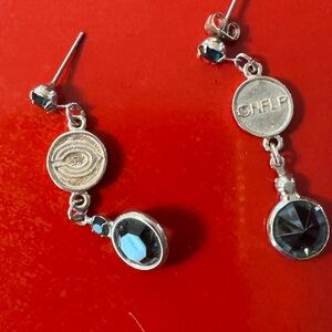 NFLP Chicago Bears Silver Tone Crystal Drop Earrings